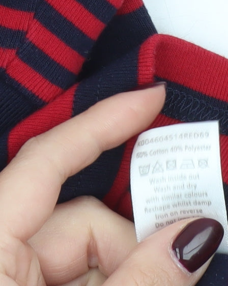 Daniel Ferman Womens Red Navy Striped 3/4 Sleeve Top Size 14