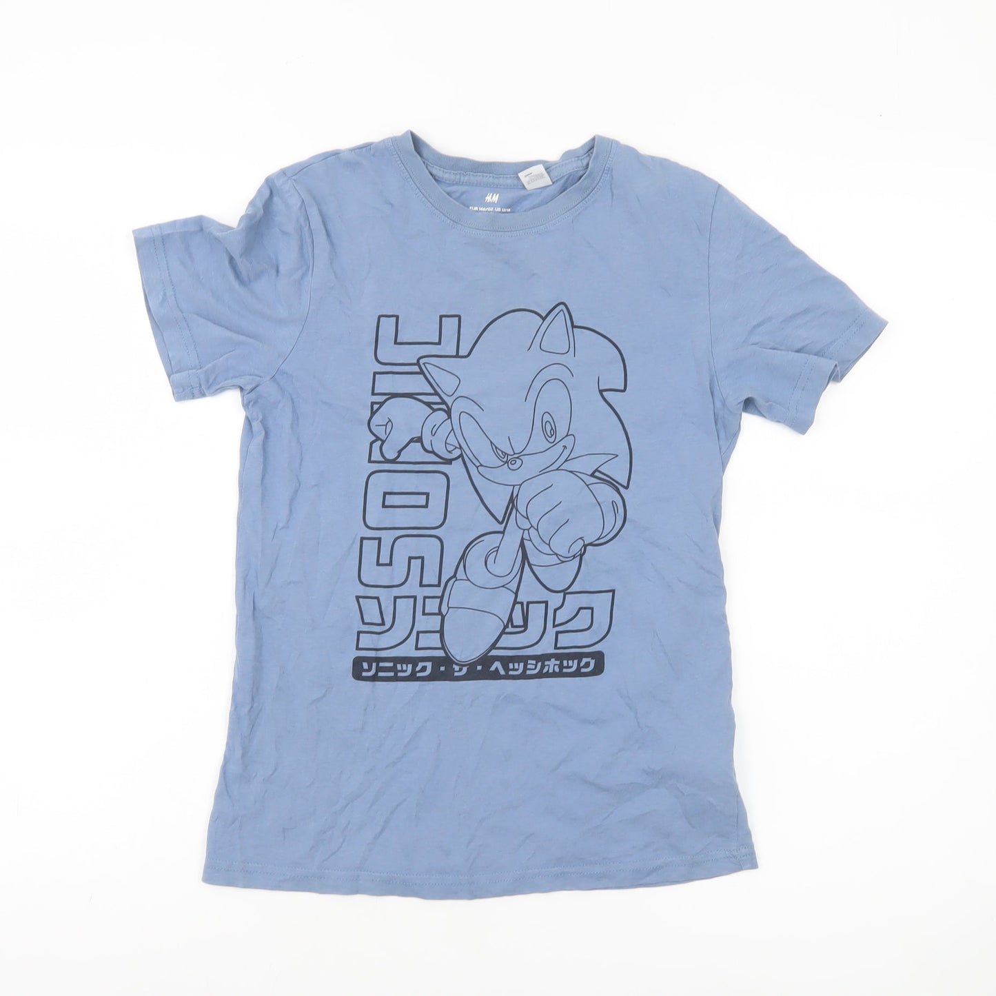 H&M Boys Blue Sonic the Hedgehog Graphic T-Shirt Size 11-12 Years
