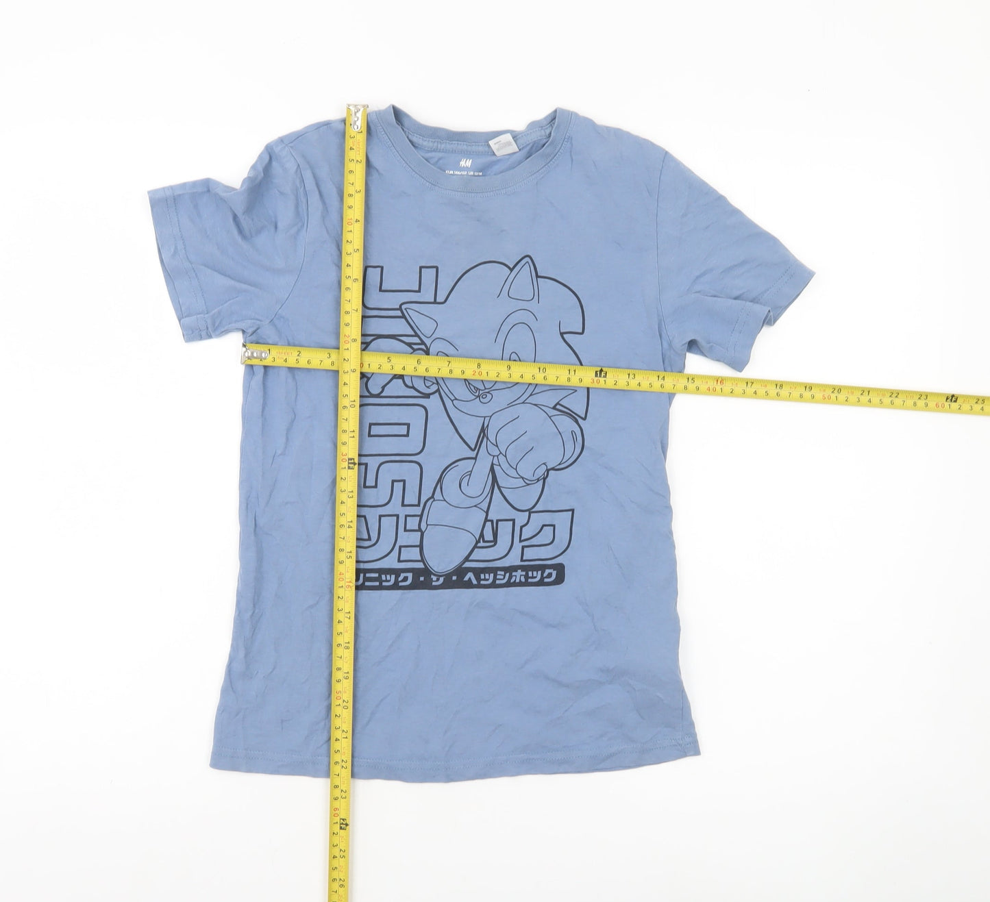 H&M Boys Blue Sonic the Hedgehog Graphic T-Shirt Size 11-12 Years