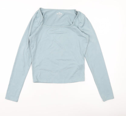 Hollister Womens Blue Slim Cropped Long Sleeve Square Neck Top M