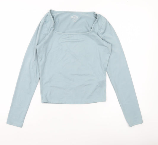 Hollister Womens Blue Slim Cropped Long Sleeve Square Neck Top M
