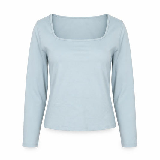 Hollister Womens Blue Slim Cropped Long Sleeve Square Neck Top M