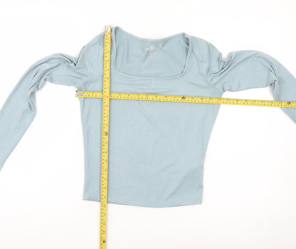 Hollister Womens Blue Slim Cropped Long Sleeve Square Neck Top M