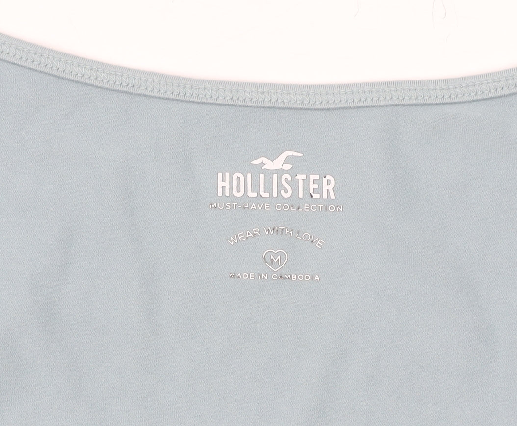 Hollister Womens Blue Slim Cropped Long Sleeve Square Neck Top M