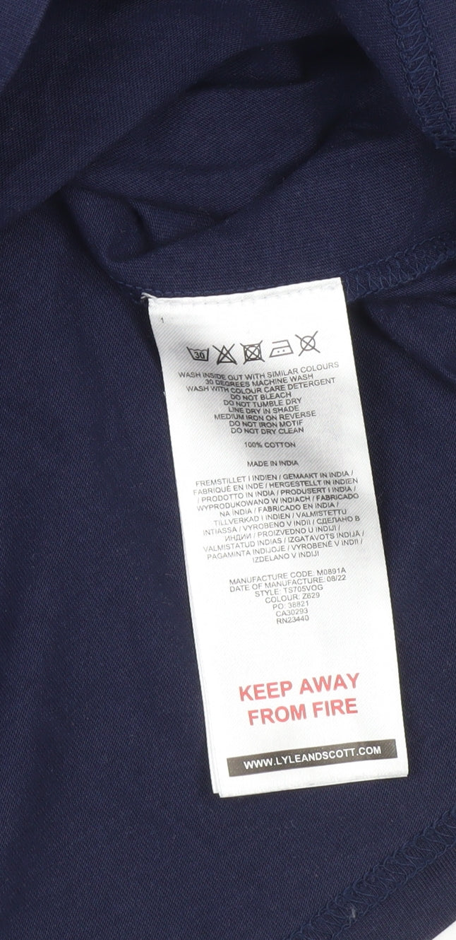 Lyle & Scott Men's Blue Crew Neck Short Sleeve T-Shirt Size L