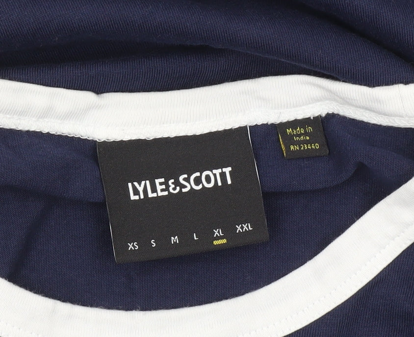 Lyle & Scott Men's Blue Crew Neck Short Sleeve T-Shirt Size L