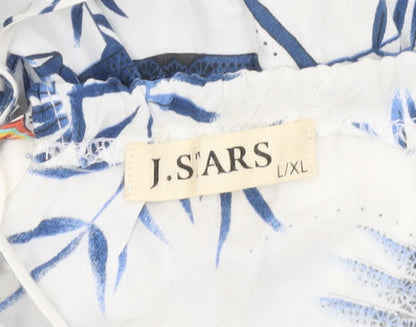J. Stars Womens White Blue Floral Halter Slip Dress L/XL Summer Boho Beach