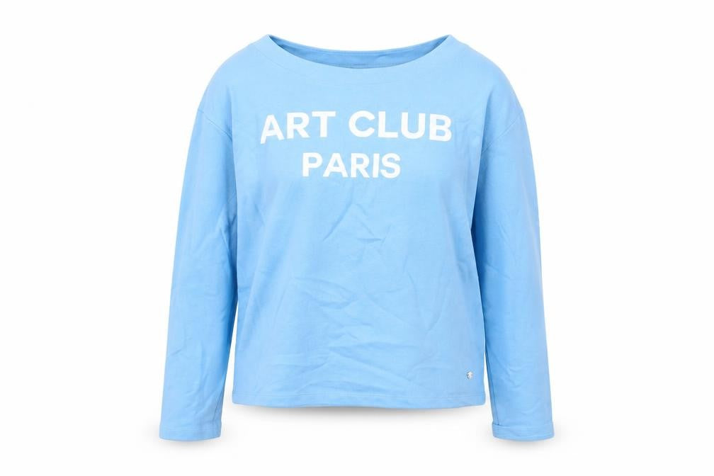 Front view of Monari Women’s Blue Pullover Sweatshirt, size UK 10, Cotton Long Sleeve