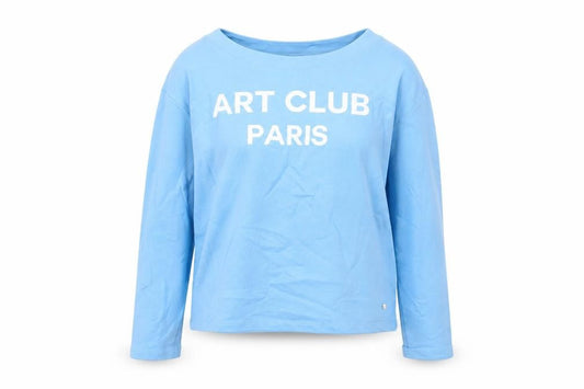 Front view of Monari Women’s Blue Pullover Sweatshirt, size UK 10, Cotton Long Sleeve