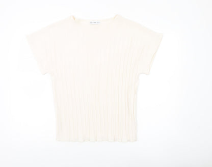 Gallery Womens Ivory XS Boat Neck Short Sleeve Basic Top