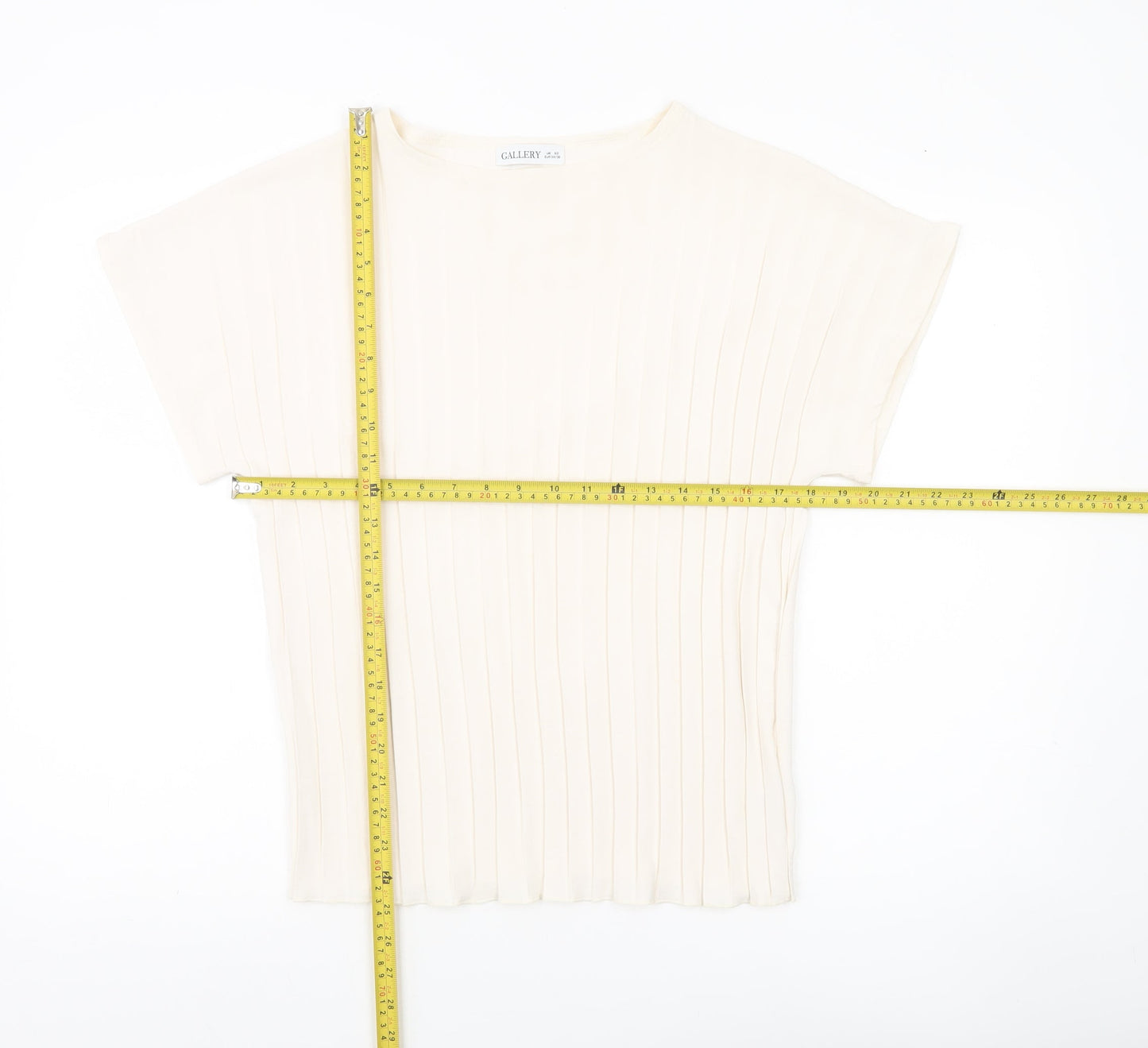 Gallery Womens Ivory XS Boat Neck Short Sleeve Basic Top