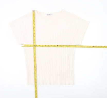 Gallery Womens Ivory XS Boat Neck Short Sleeve Basic Top