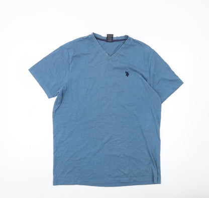U.S. Polo Assn. Men’s Blue V-Neck T-Shirt Size M Cotton Blend