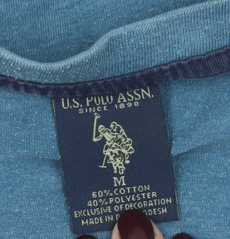 U.S. Polo Assn. Men’s Blue V-Neck T-Shirt Size M Cotton Blend