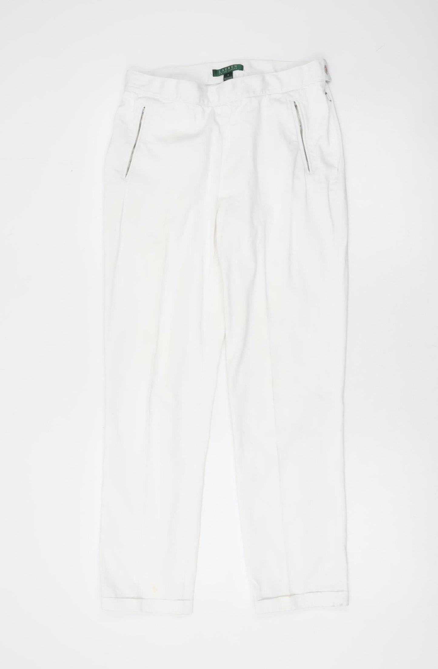 Womens UK Size 4 Ralph Lauren Regular Fit Chino White Trousers