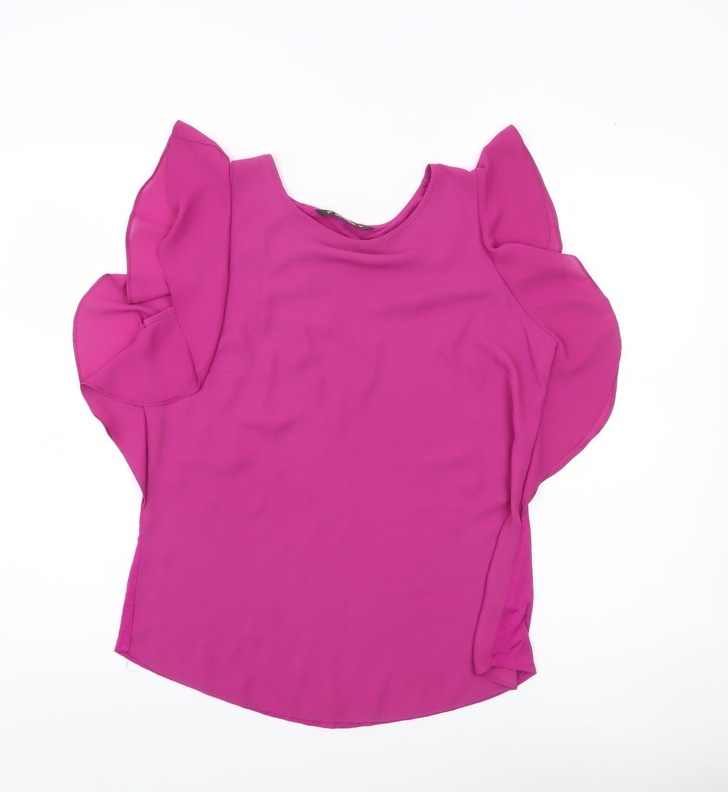 Dunnes Women Pink Ruffle Sleeve Blouse Size S