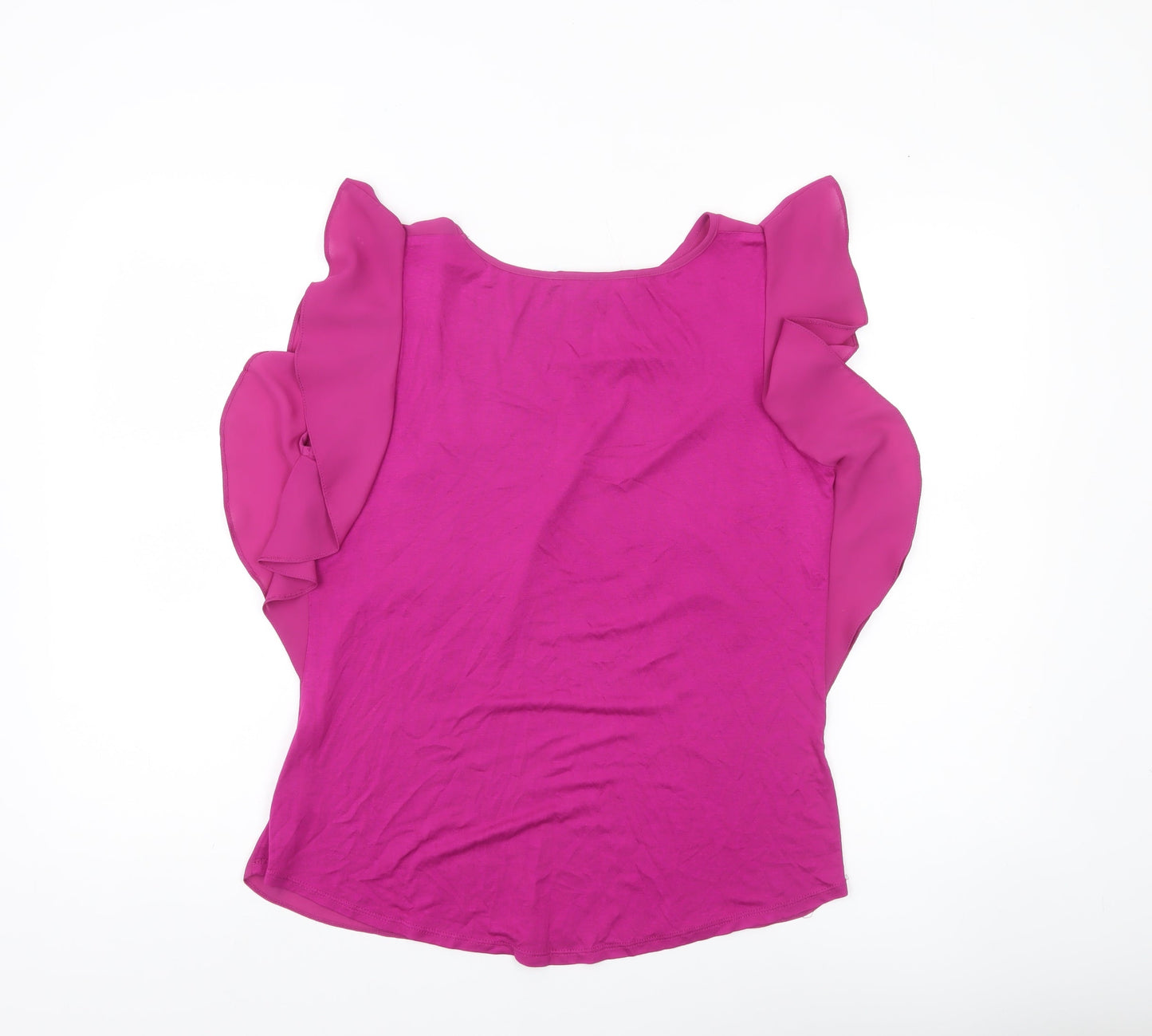 Dunnes Women Pink Ruffle Sleeve Blouse Size S