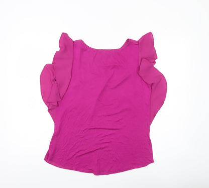 Dunnes Women Pink Ruffle Sleeve Blouse Size S