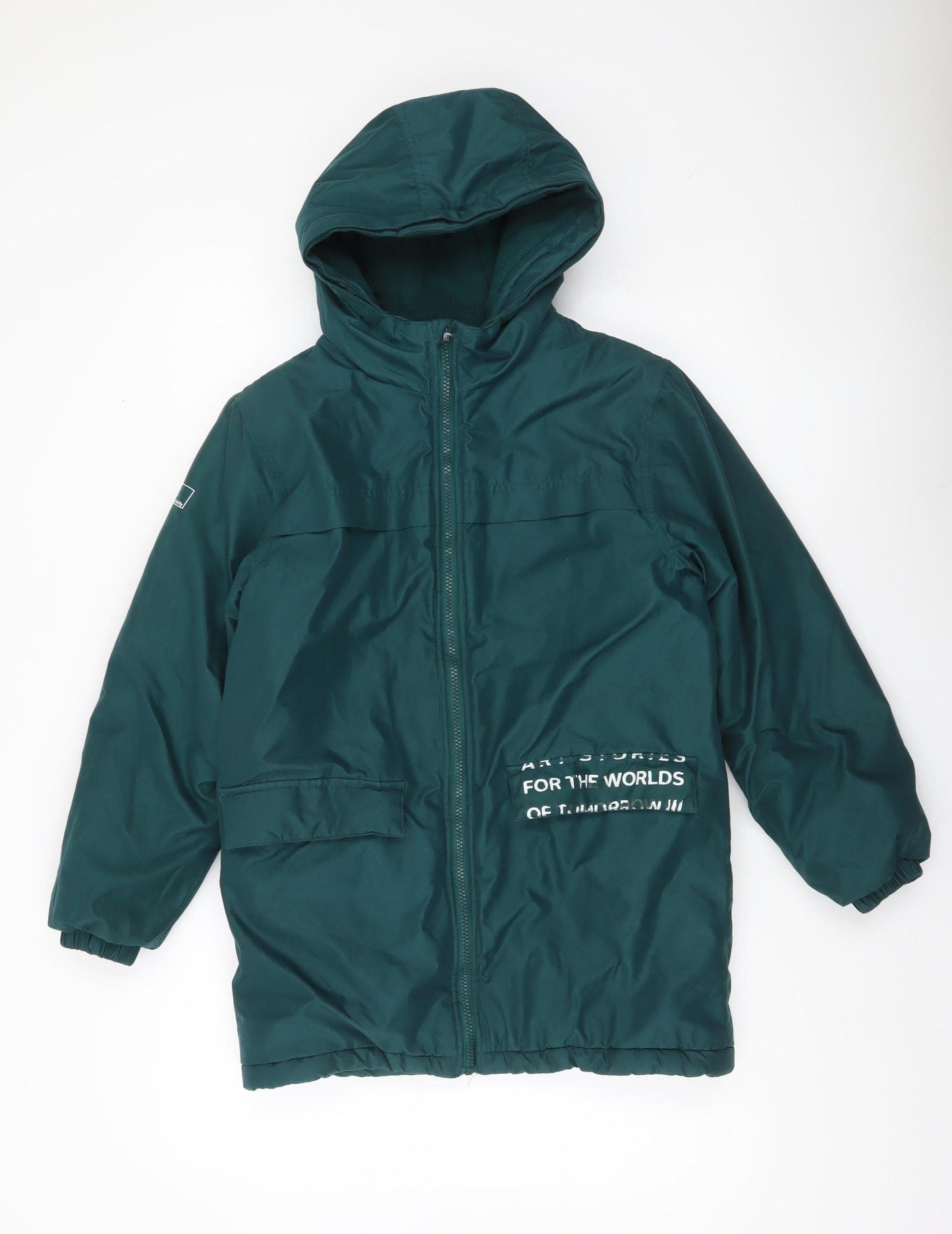 Lincoln & Sharks Boys Green Hooded Parka Coat Size 11 Years Winter Jacket