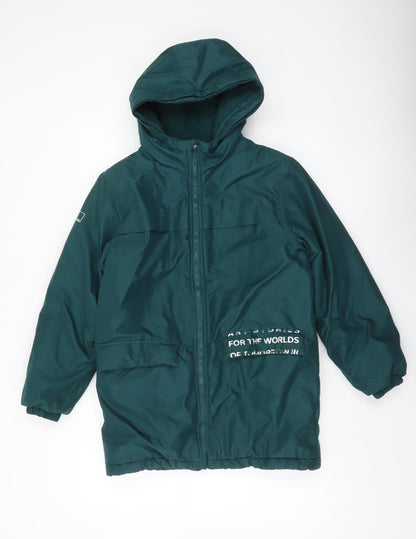 Lincoln & Sharks Boys Green Hooded Parka Coat Size 11 Years Winter Jacket