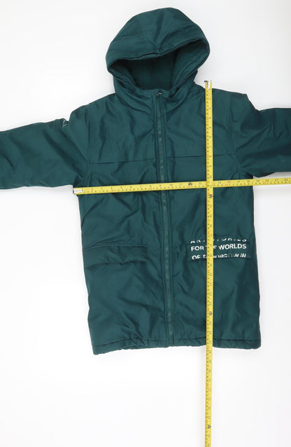 Lincoln & Sharks Boys Green Hooded Parka Coat Size 11 Years Winter Jacket