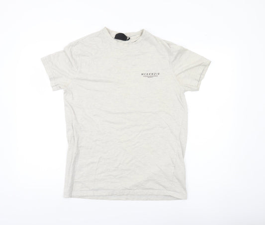 McKenzie Men’s Beige Cotton Crew Neck Short Sleeve T-Shirt Size M