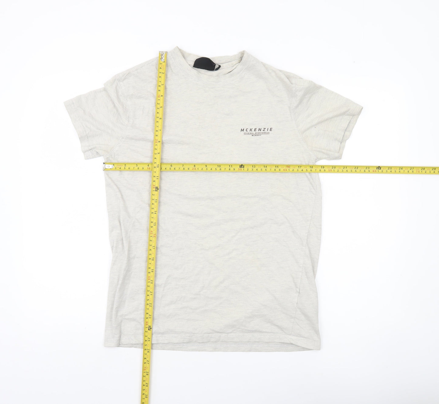 McKenzie Men’s Beige Cotton Crew Neck Short Sleeve T-Shirt Size M