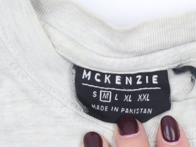 McKenzie Men’s Beige Cotton Crew Neck Short Sleeve T-Shirt Size M