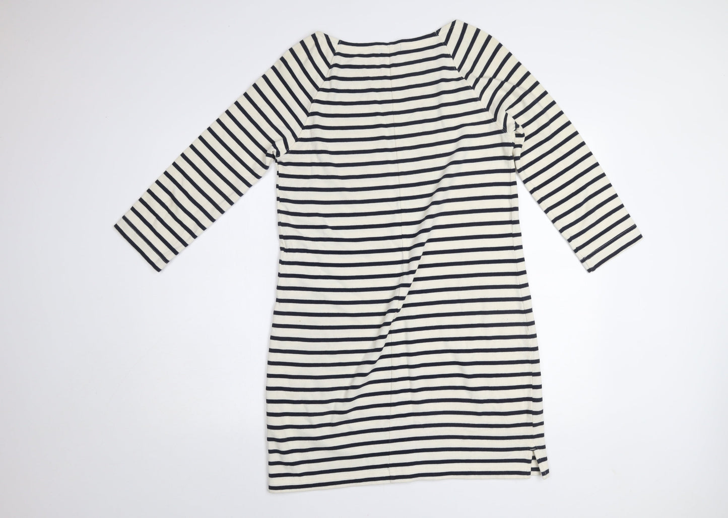 GAP Women’s White Black Striped Shift Dress M Cotton 3/4 Sleeve