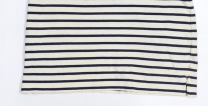 GAP Women’s White Black Striped Shift Dress M Cotton 3/4 Sleeve