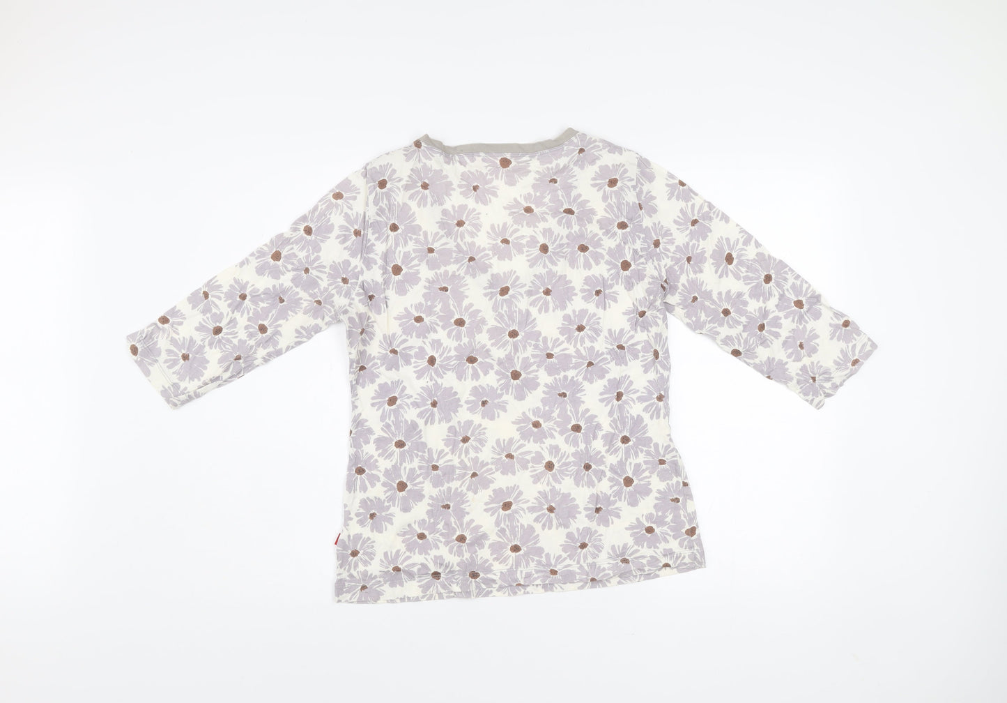 Vacant Womens Ivory Floral V-Neck Cotton Jersey Top XL