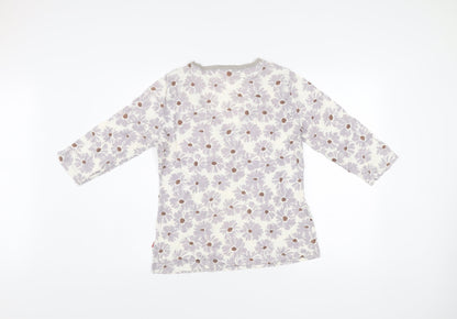 Vacant Womens Ivory Floral V-Neck Cotton Jersey Top XL