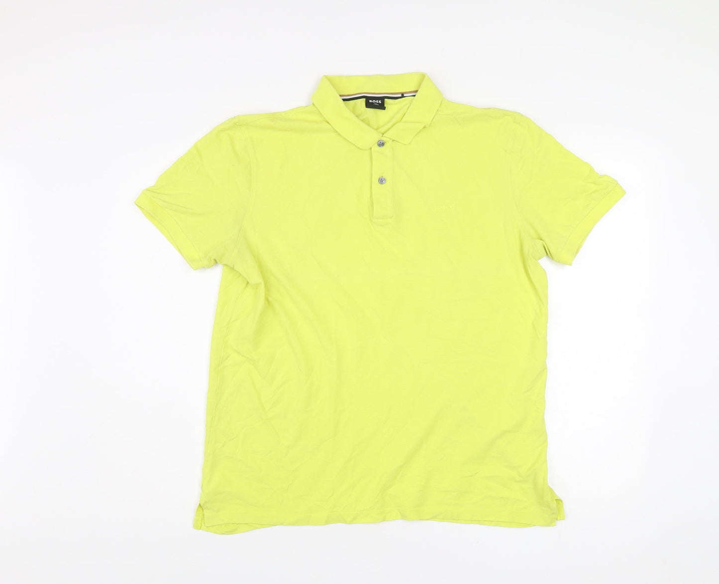 BOSS Men's Yellow XL Polo Shirt Cotton Short Sleeve Logo