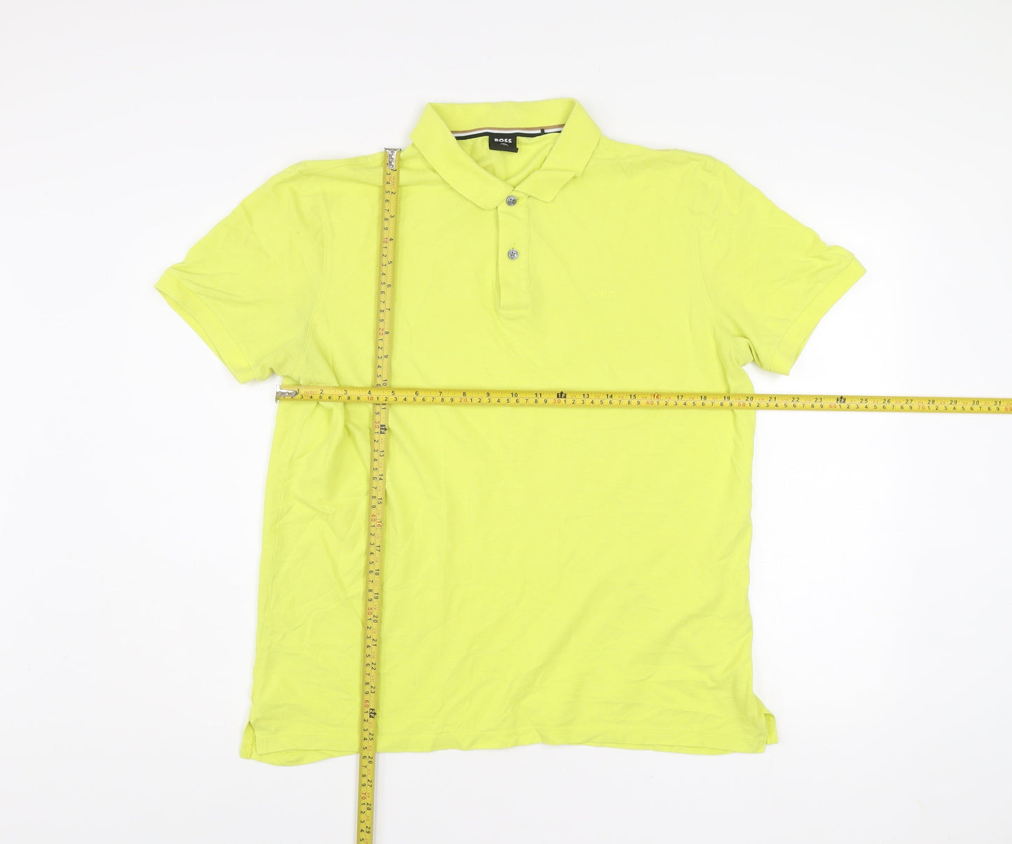 BOSS Men's Yellow XL Polo Shirt Cotton Short Sleeve Logo