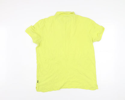 BOSS Men's Yellow XL Polo Shirt Cotton Short Sleeve Logo