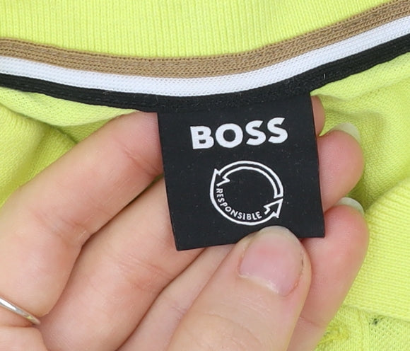 BOSS Men's Yellow XL Polo Shirt Cotton Short Sleeve Logo