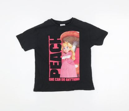 Next Boys Black Super Mario Princess Peach Graphic T-Shirt 5 Years