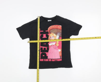 Next Boys Black Super Mario Princess Peach Graphic T-Shirt 5 Years