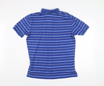 Ralph Lauren Men’s Blue Striped Polo Shirt Size L Cotton