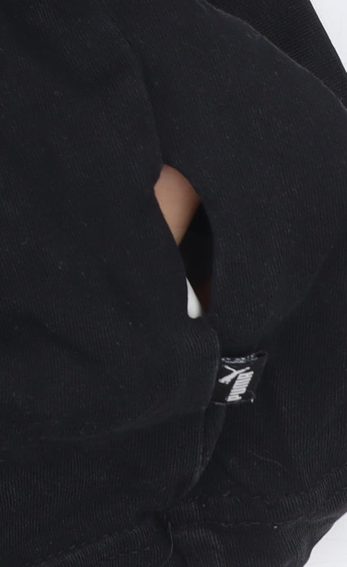 Puma Boys Black Graphic Logo T-Shirt 14 Years Short Sleeve Cotton Blend