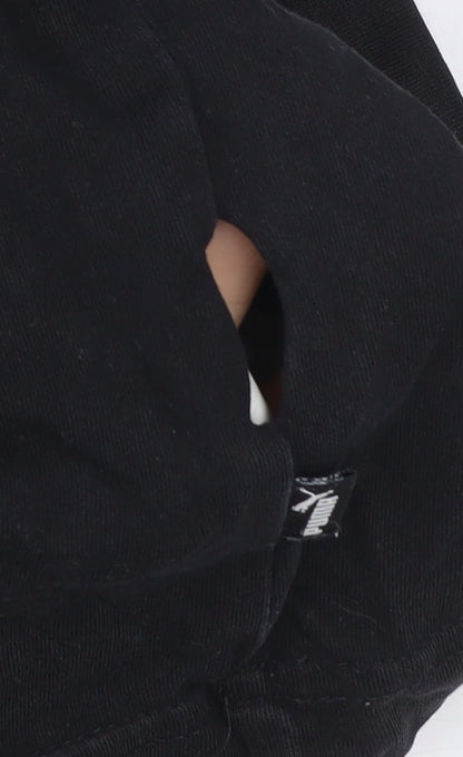 Puma Boys Black Graphic Logo T-Shirt 14 Years Short Sleeve Cotton Blend