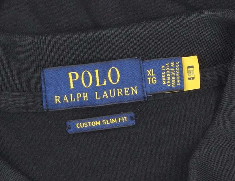Ralph Lauren Men’s Black Slim Fit Polo Shirt Size XL Cotton