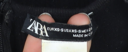 Zara Women Black XS Slim Fit Sleeveless Zip Back Catsuit