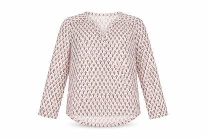 H&M Women Pink XS Tunic Blouse Hot Air Balloon Print 3/4 Sleeve