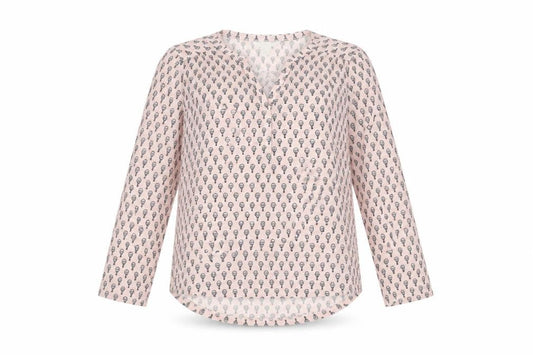 H&M Women Pink XS Tunic Blouse Hot Air Balloon Print 3/4 Sleeve