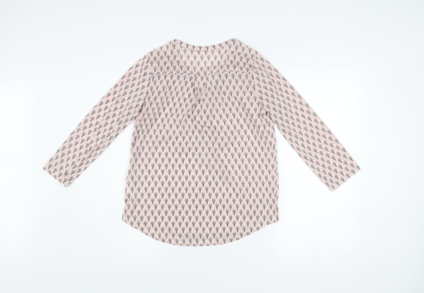 H&M Women Pink XS Tunic Blouse Hot Air Balloon Print 3/4 Sleeve