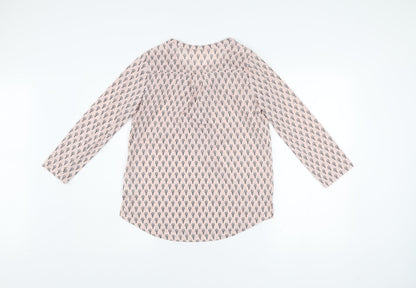 H&M Women Pink XS Tunic Blouse Hot Air Balloon Print 3/4 Sleeve