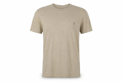 AllSaints Men's Beige XS Slim Fit Cotton Crew Neck T-Shirt