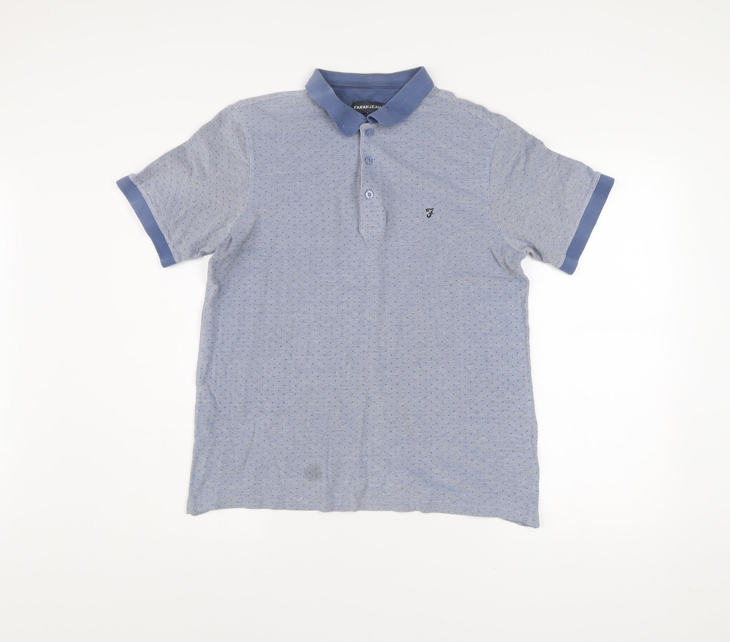 Farah Jeans Men's Blue Medium Polo Shirt Short Sleeve Cotton