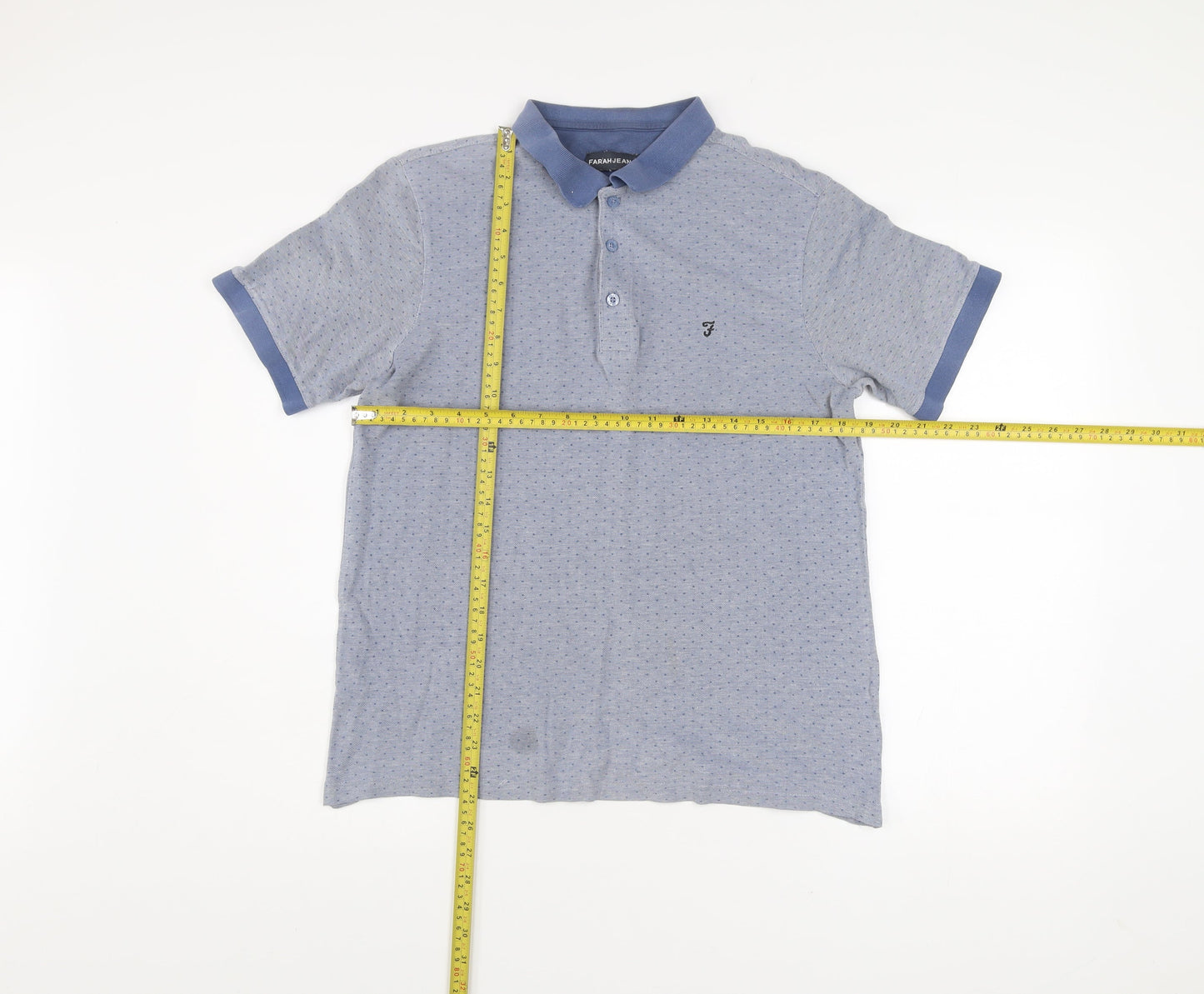 Farah Jeans Men's Blue Medium Polo Shirt Short Sleeve Cotton